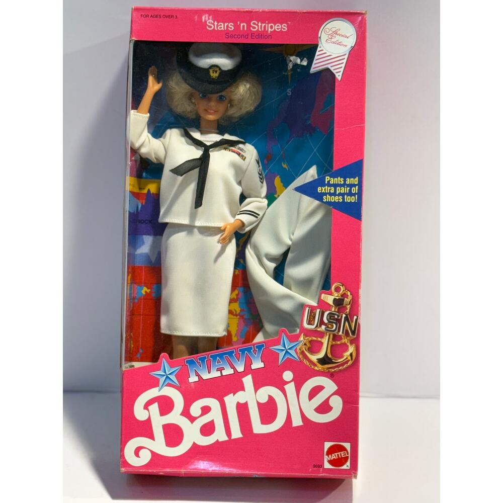 VTG NIB 1990 Barbie Stars 'N' Stripes US Navy Doll Special Edition Mattel #9693